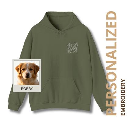 Personalized Pet Embroidered Hooded Sweatshirt – Line Art Style Design
