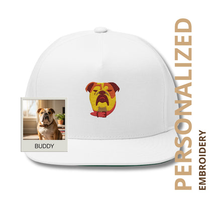 Personalized Pet Embroidered  Flat Bill Cap